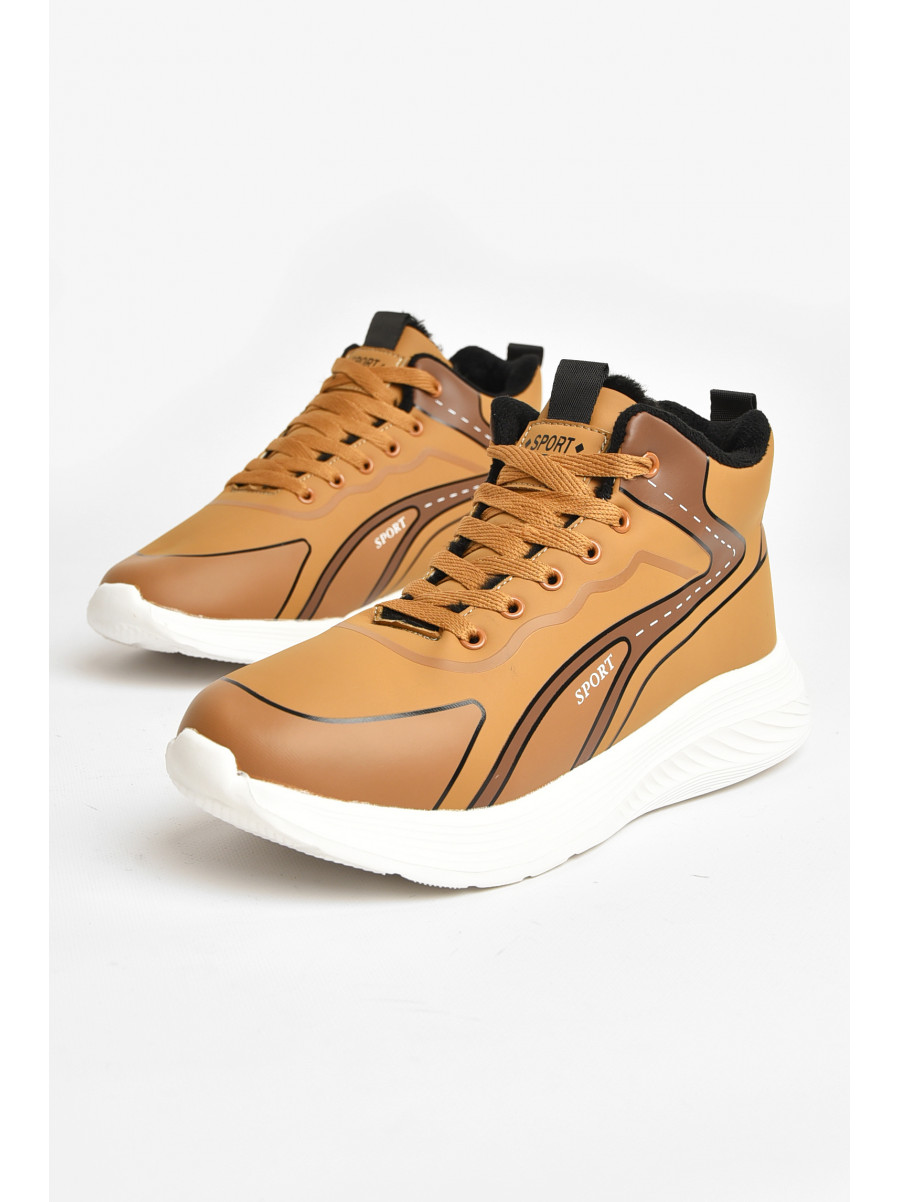 Кроссовки мужские светло-коричневого цвета на меху М 137 208030C