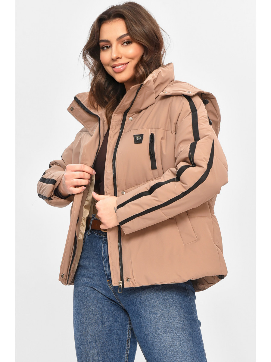 Куртка жіноча демісезонна темно-бежевого кольору 866 208035C
