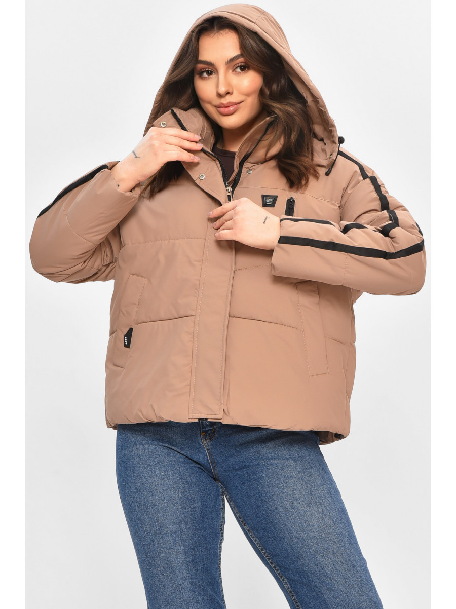 Куртка жіноча демісезонна темно-бежевого кольору 866 208035C