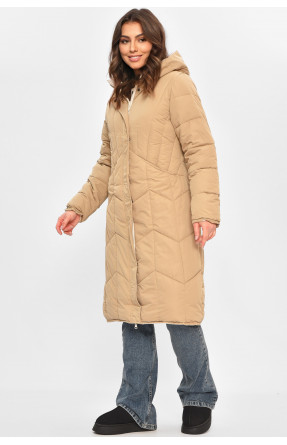 Куртка жіноча подовжена зимова бежевого кольору 24115 208037C Куртка жіноча подовжена зимова бежевого кольору 24115 208037C