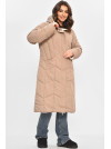Куртка женская удлиненная зимняя тёмно-бежевого цвета 24115 208039C