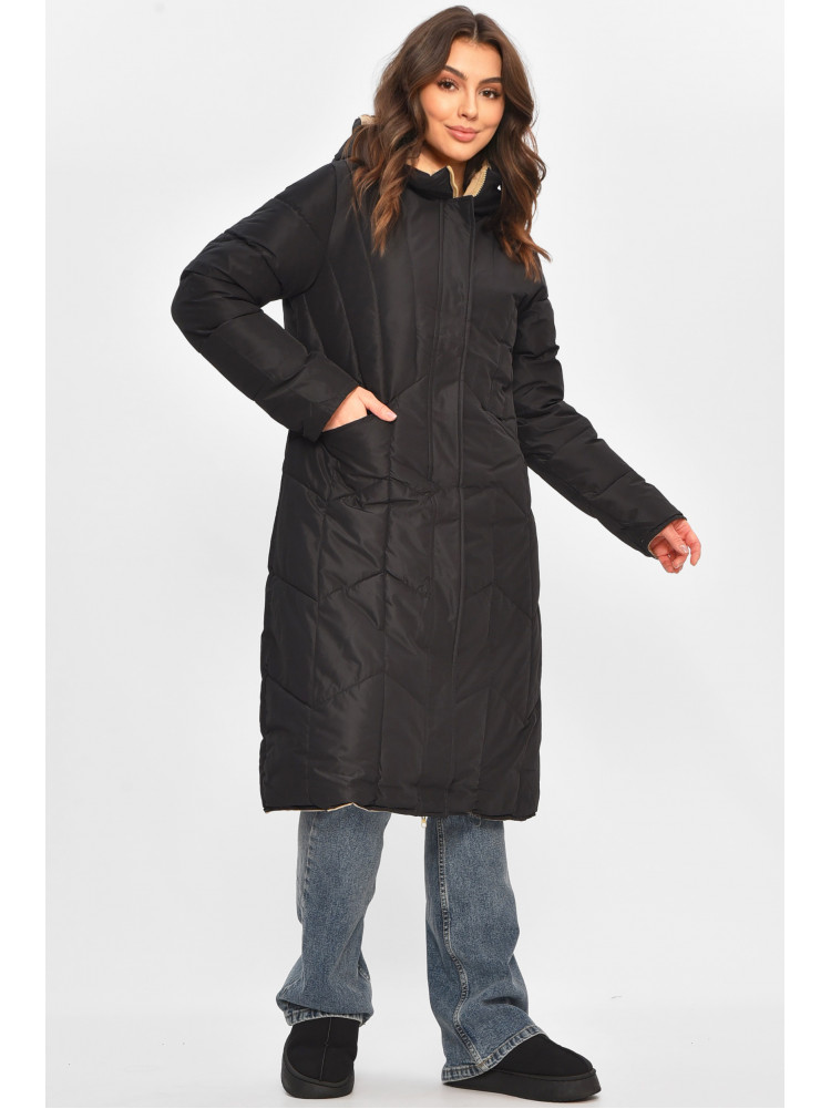 Куртка жіноча подовжена зимова чорного кольору 24115 208042C