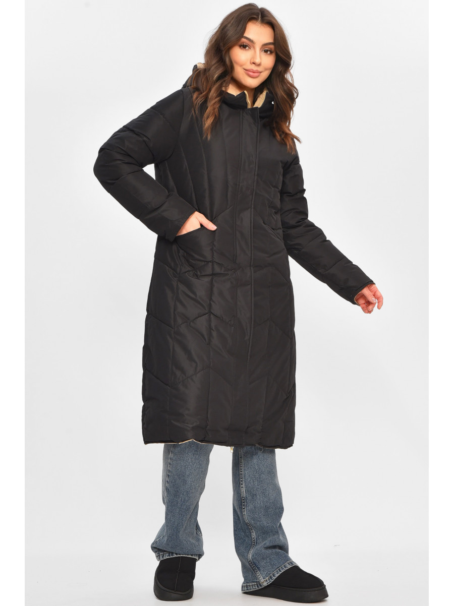 Куртка жіноча подовжена зимова чорного кольору 24115 208042C