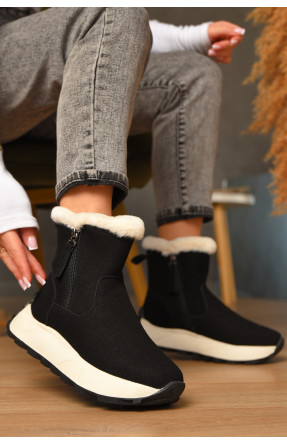 Полусапоги женские зимние черного цвета на меху MD-10 208044C