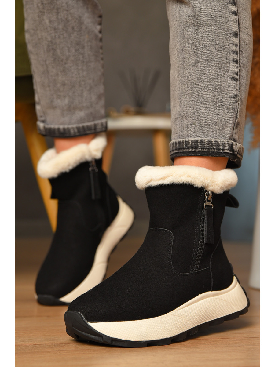 Полусапоги женские зимние черного цвета на меху MD-10 208044C