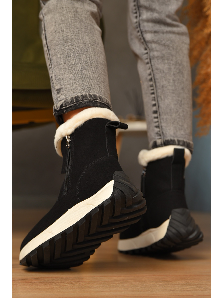 Полусапоги женские зимние черного цвета на меху MD-10 208044C