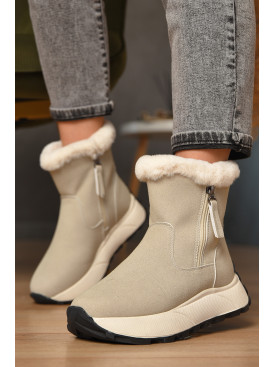 Напівчоботи жіночі зимові світло-сірого кольору на хутрі MD-10 208045C