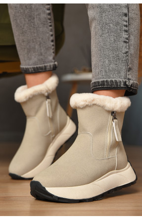 Полусапоги женские зимние светло-серого цвета на меху MD-10 208045C