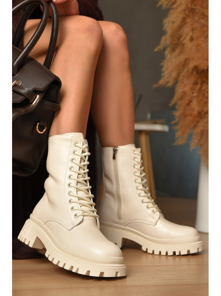 Ботинки женские зимние светло-бежевого цвета Z 2-2 208049C