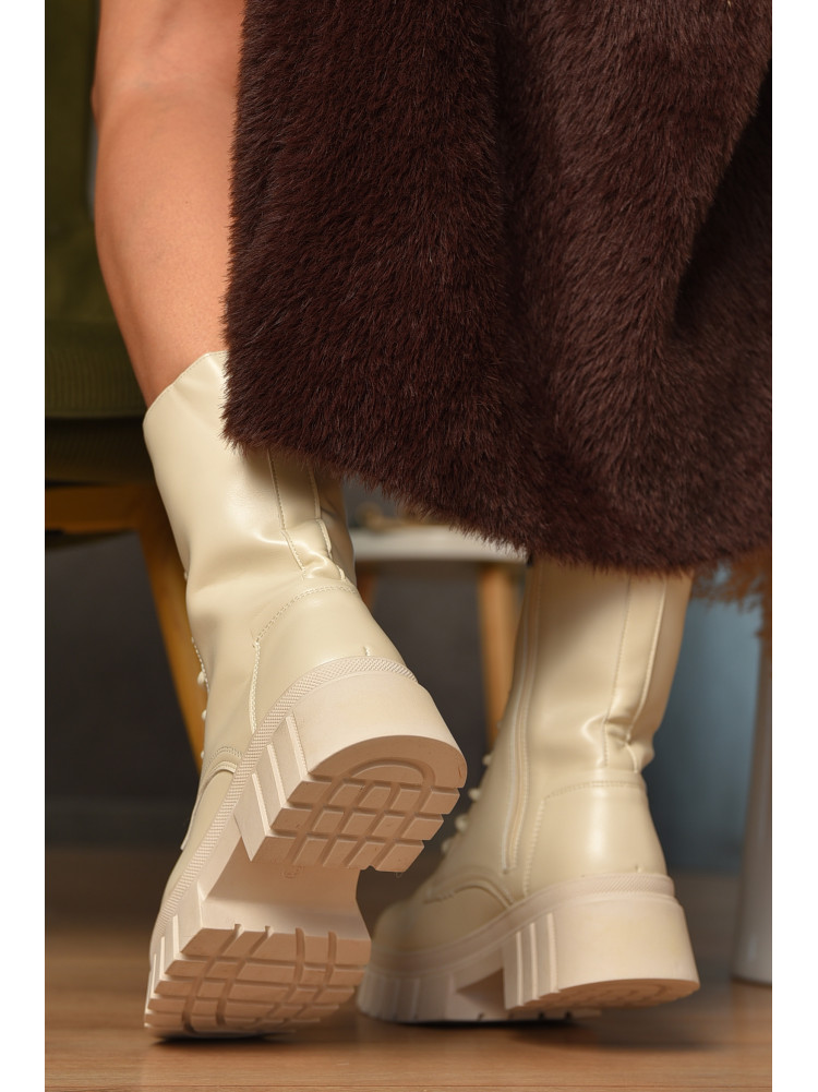 Ботинки женские зимние светло-бежевого цвета F-171 208050C