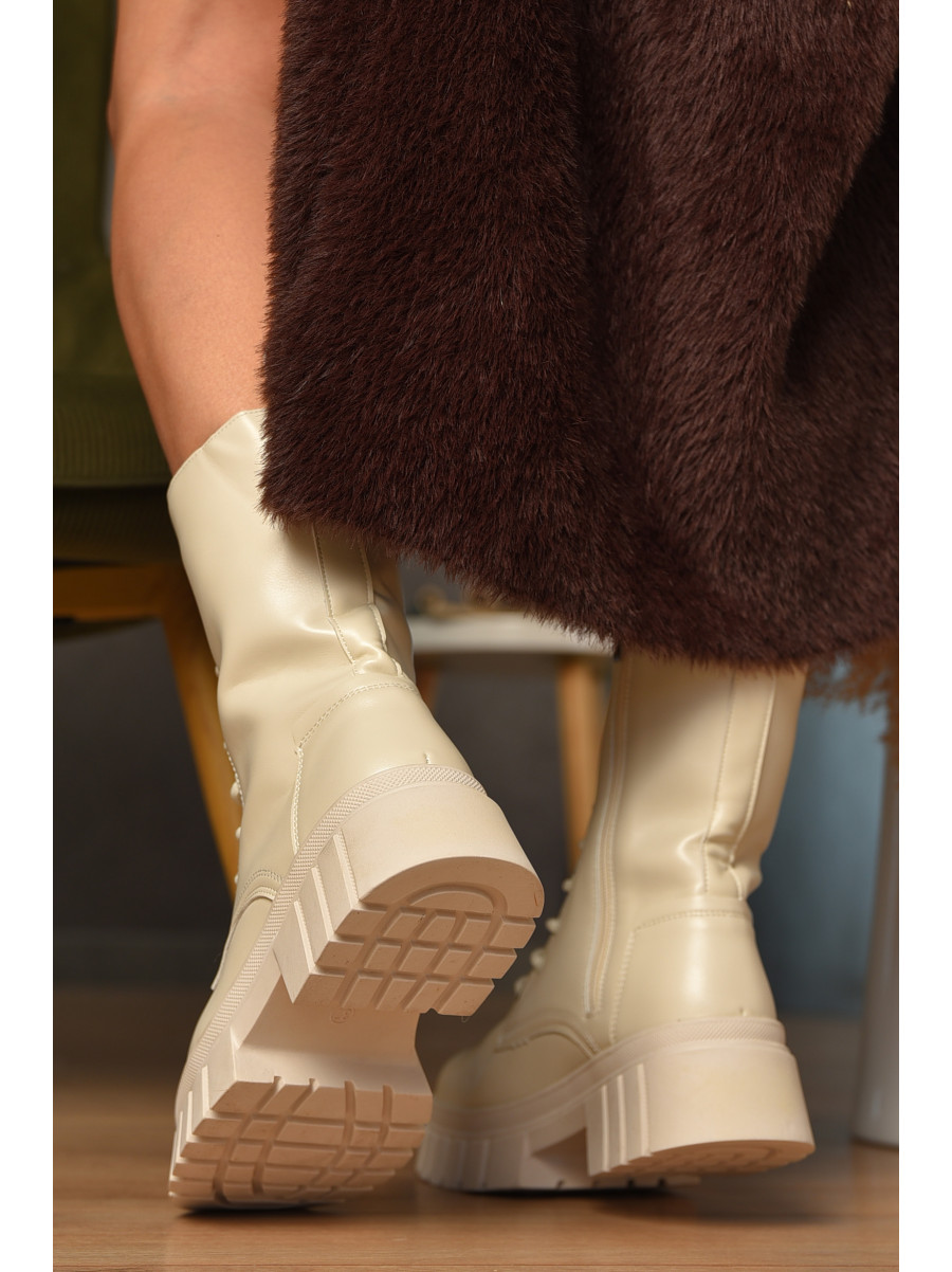 Ботинки женские зимние светло-бежевого цвета F-171 208050C