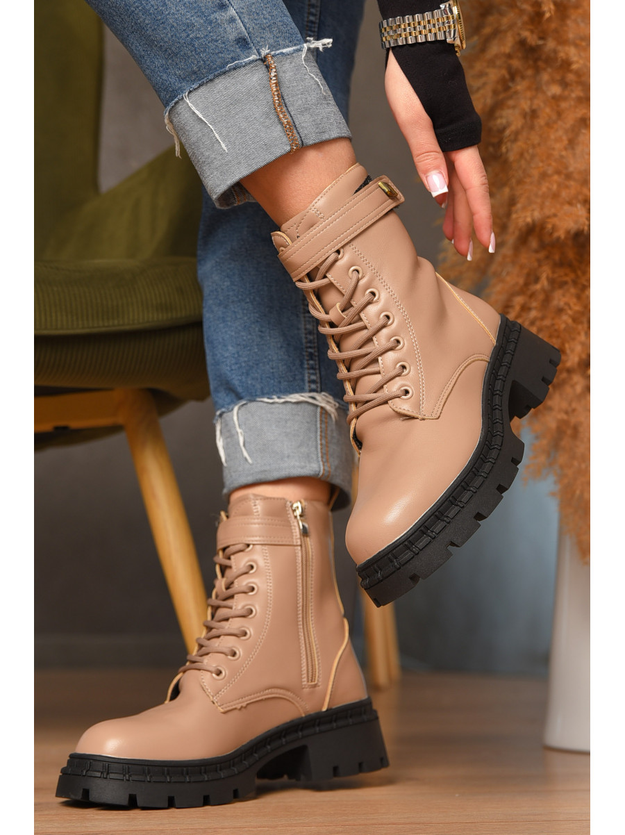 Ботинки женские зимние бежевого цвета Z 6-3 208051C