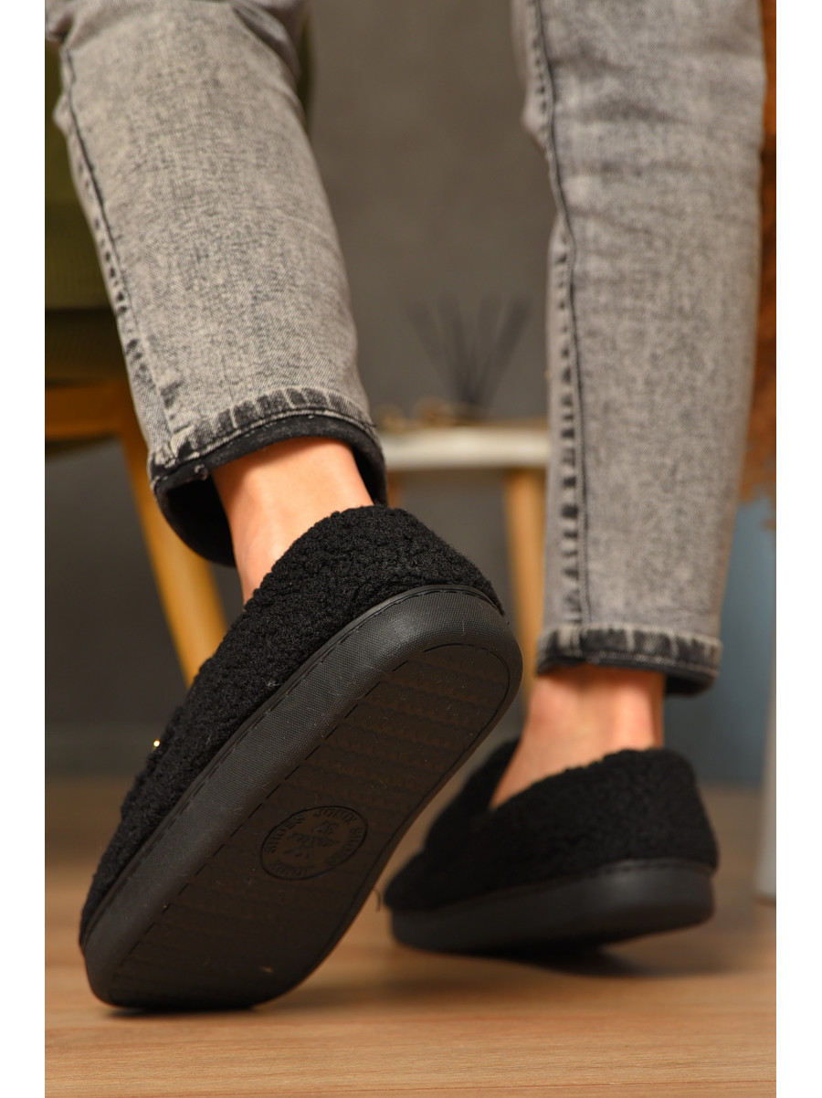 Домашние тапочки женские на меху черного цвета 10240 208056C