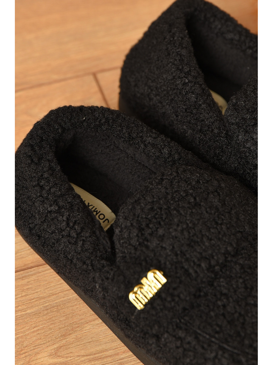 Домашние тапочки женские на меху черного цвета 10240 208056C