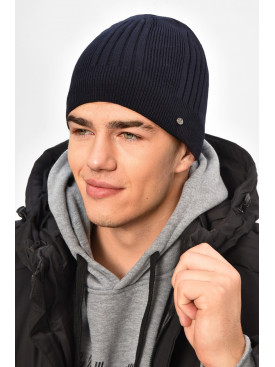 Шапка мужская на флисе темно-синего цвета 208057C Шапка мужская на флисе темно-синего цвета 208057C