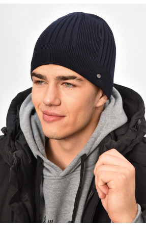 Шапка мужская на флисе темно-синего цвета 208057C Шапка мужская на флисе темно-синего цвета 208057C
