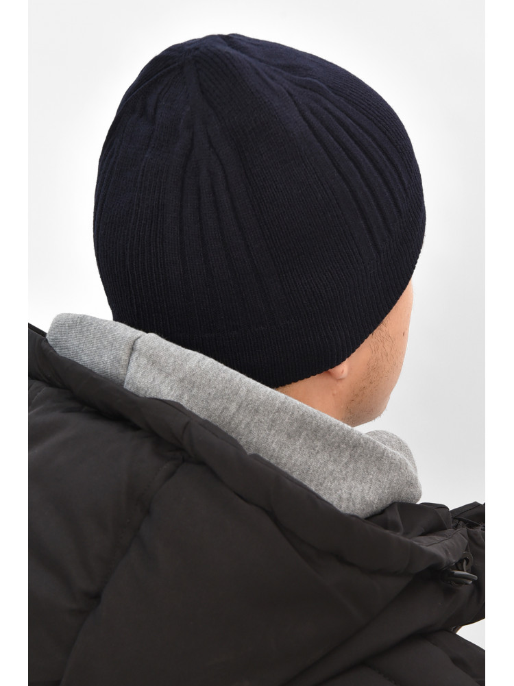 Шапка мужская на флисе темно-синего цвета 208057C
