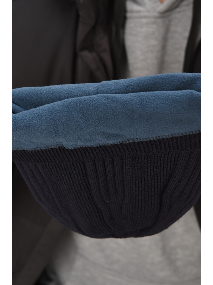 Шапка мужская на флисе темно-синего цвета 208057C