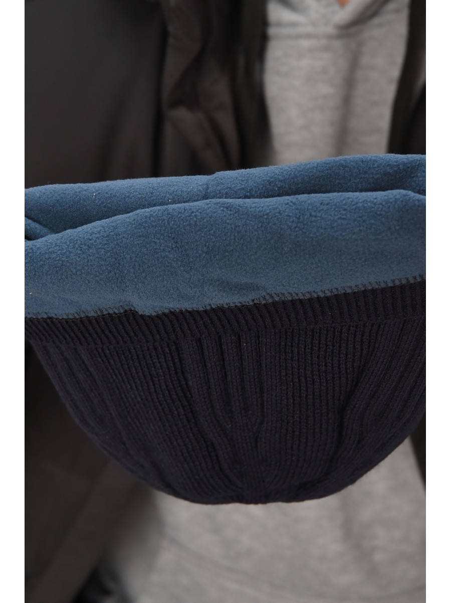 Шапка мужская на флисе темно-синего цвета 208057C