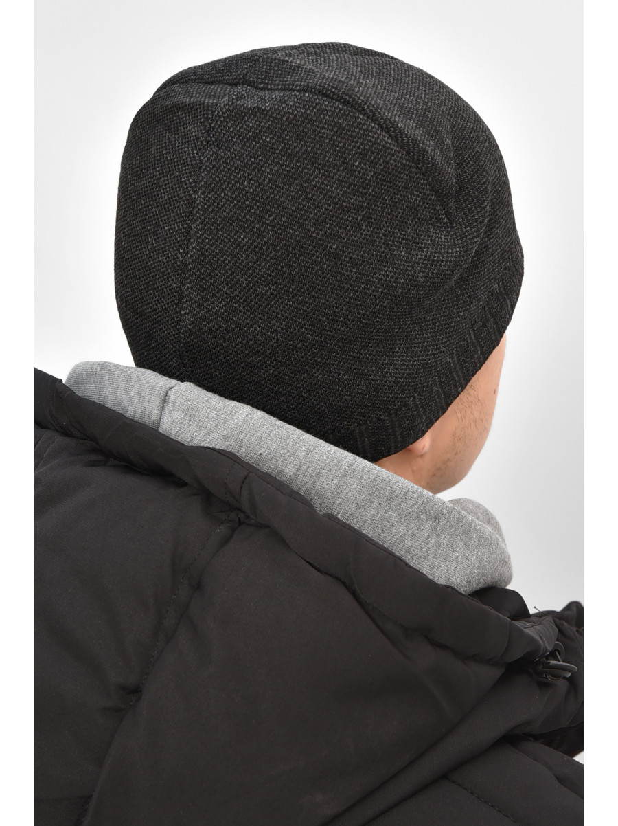 Шапка мужская на флисе темно-серого цвета 208058C