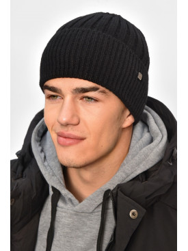 Шапка мужская на флисе черного цвета 208059C Шапка мужская на флисе черного цвета 208059C