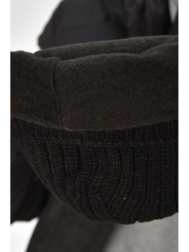 Шапка мужская на флисе черного цвета 208059C