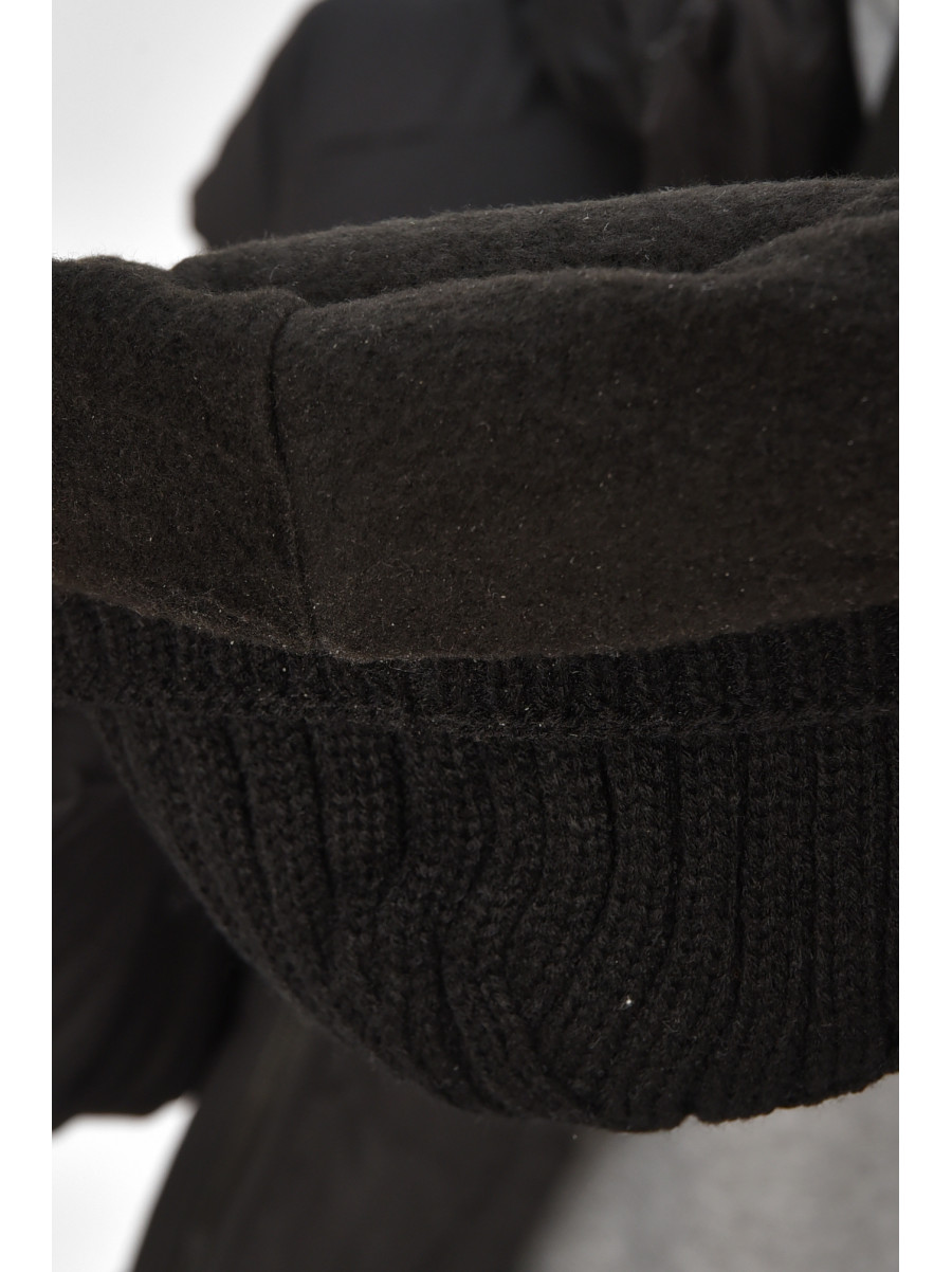 Шапка мужская на флисе черного цвета 208059C