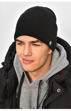Шапка мужская на флисе черного цвета 208060C