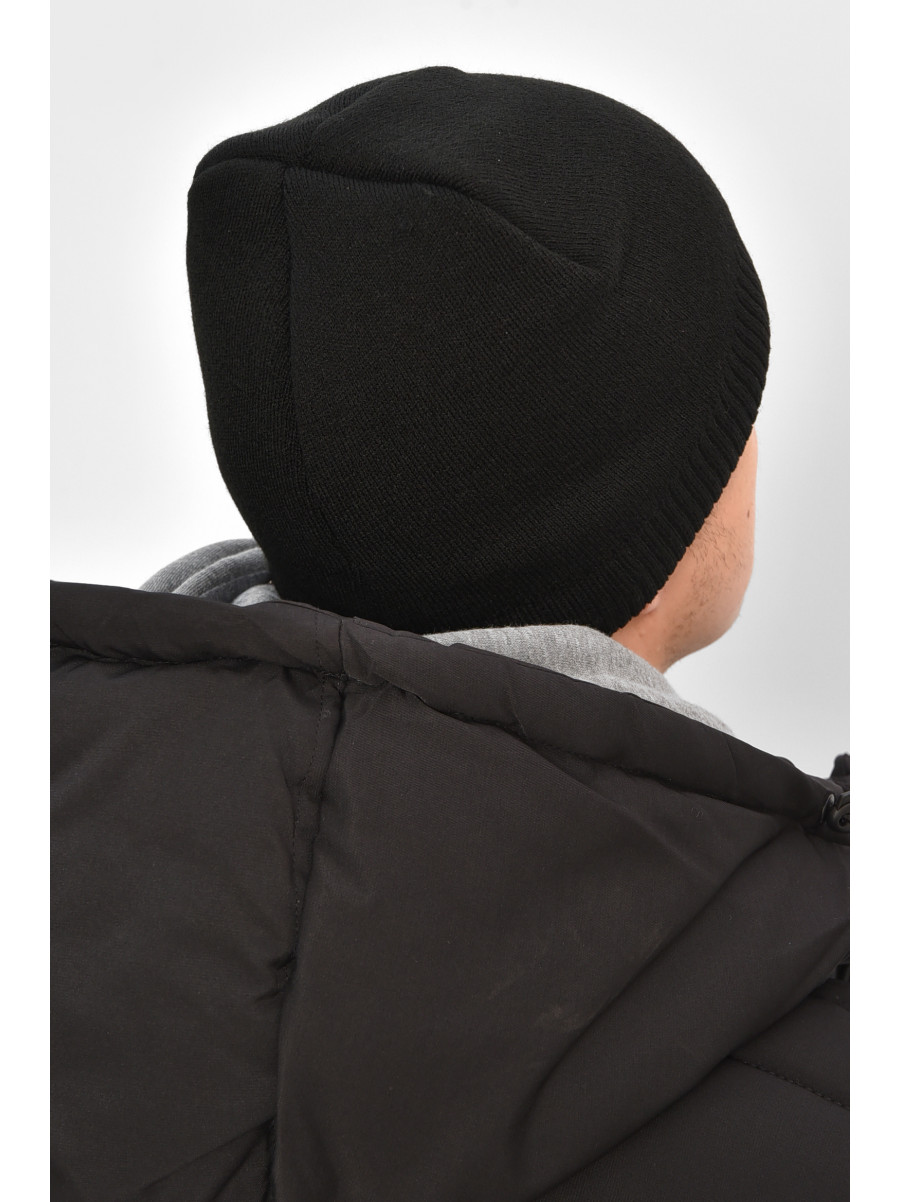 Шапка мужская на флисе черного цвета 208060C