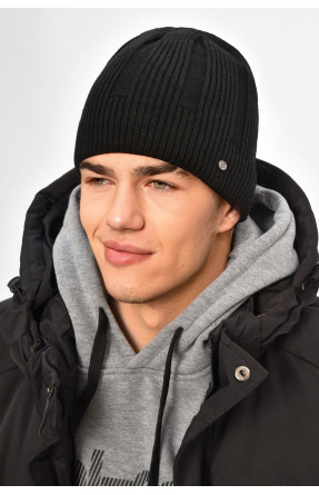 Шапка мужская на флисе черного цвета 208061C Шапка мужская на флисе черного цвета 208061C