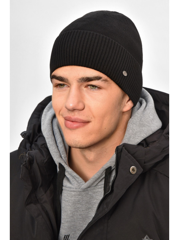 Шапка чоловіча на флісі чорного кольору 208062C