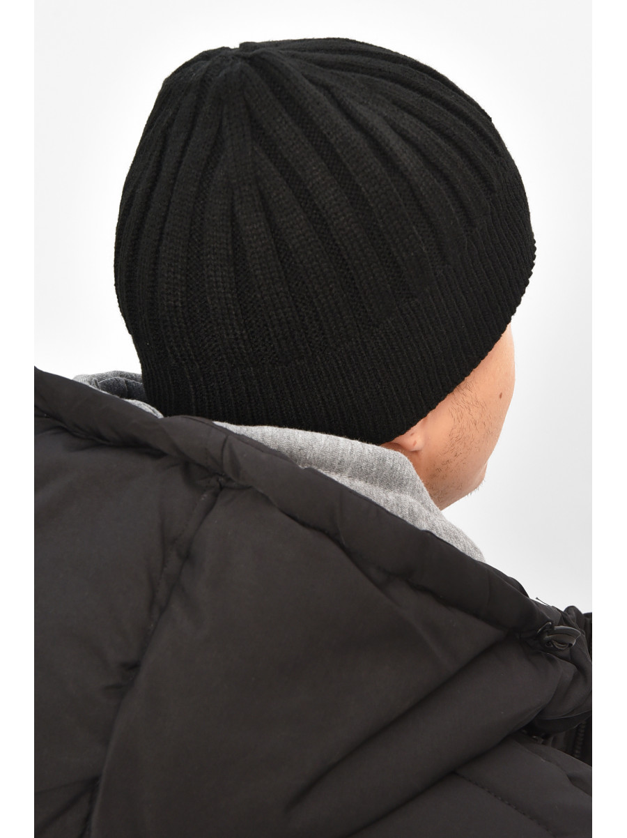 Шапка мужская на флисе черного цвета 208063C