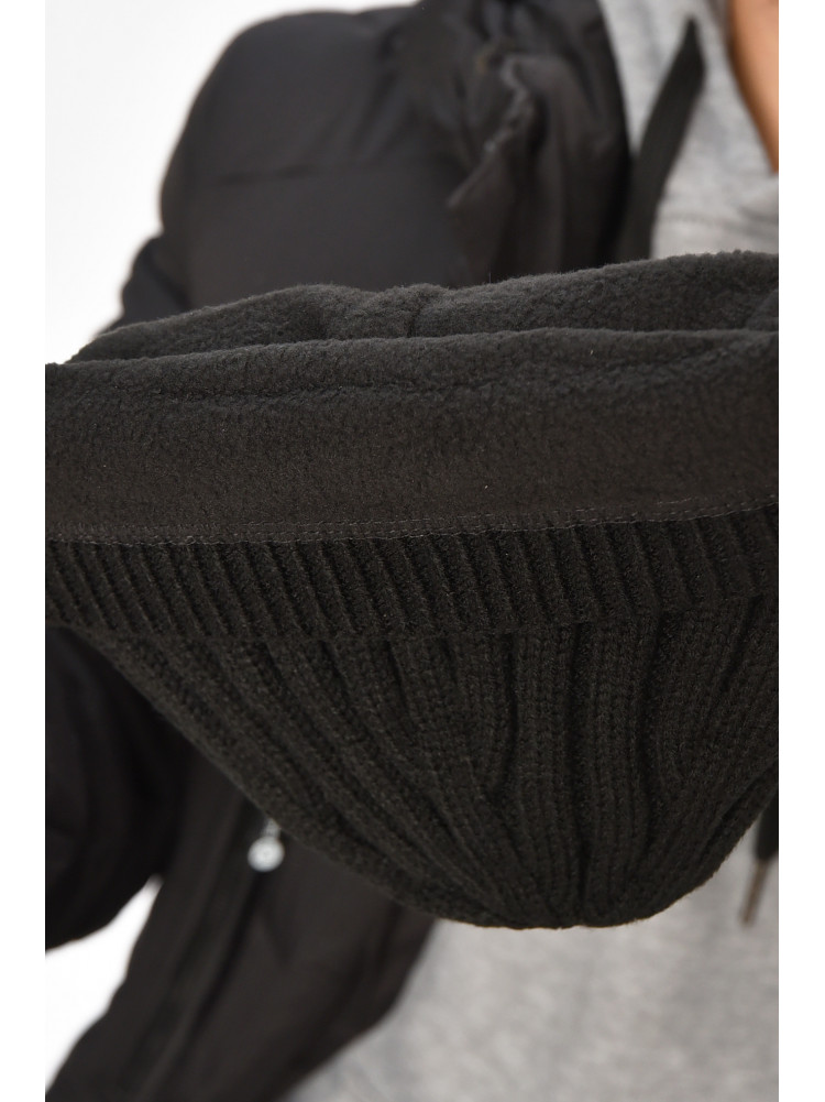 Шапка мужская на флисе черного цвета 208063C