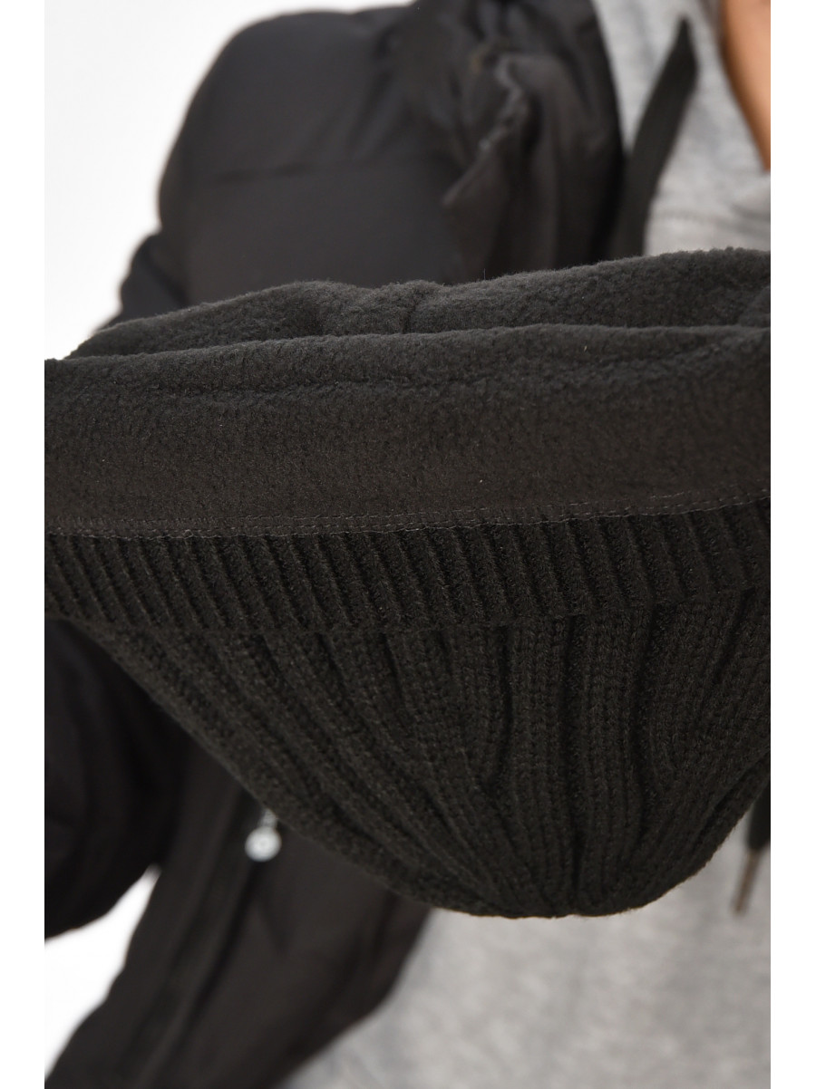 Шапка мужская на флисе черного цвета 208063C