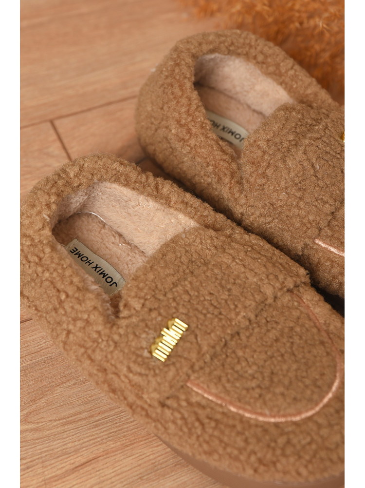 Домашние тапочки женские на меху бежевого цвета 10240 208064C