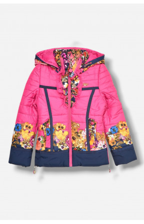 Куртка дитяча для дівчинки демісезонна малинового кольору з принтом 1133 208069C