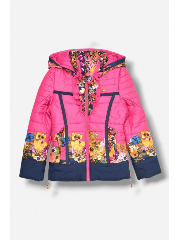 Куртка дитяча для дівчинки демісезонна малинового кольору з принтом 1133 208069C