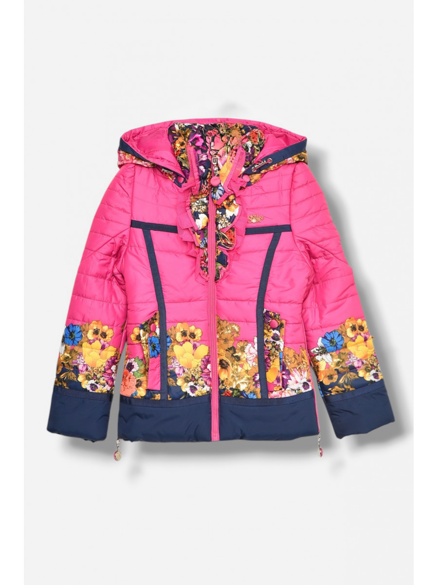 Куртка дитяча для дівчинки демісезонна малинового кольору з принтом 1133 208069C