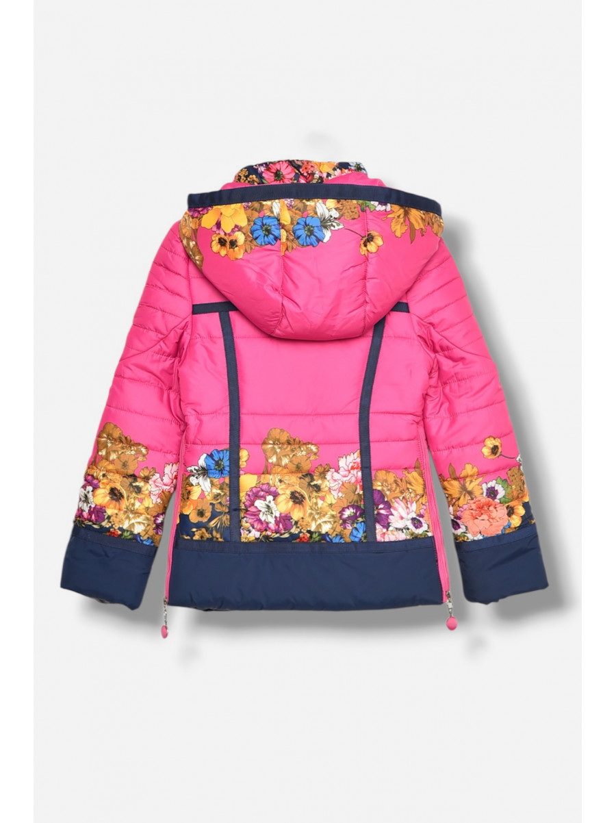 Куртка дитяча для дівчинки демісезонна малинового кольору з принтом 1133 208069C