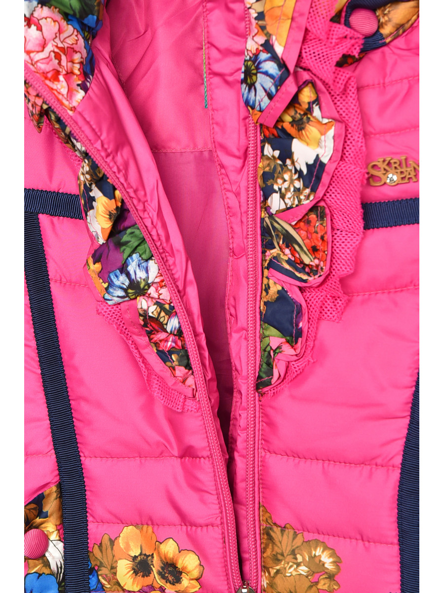 Куртка дитяча для дівчинки демісезонна малинового кольору з принтом 1133 208069C
