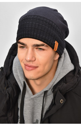 Шапка мужская на флисе темно-синего цвета 3051 208084C