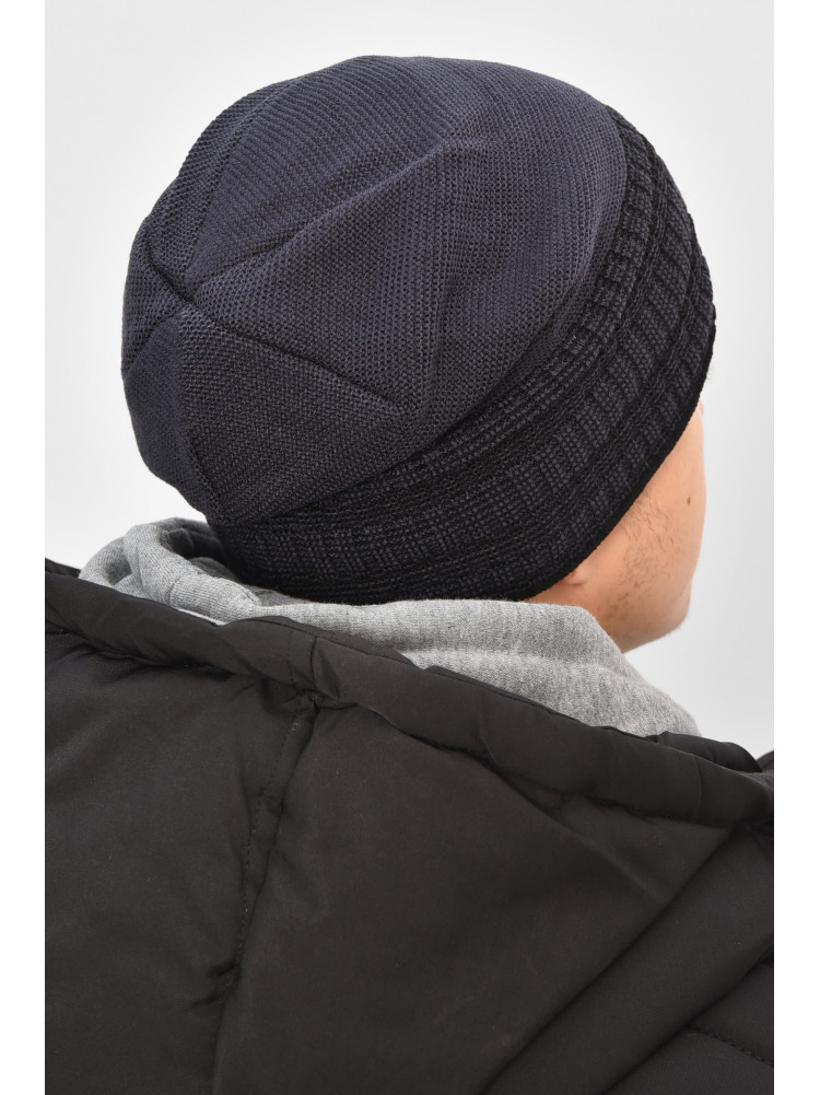 Шапка мужская на флисе темно-синего цвета 3051 208084C