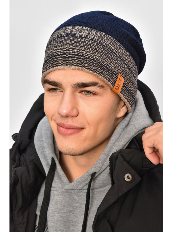 Шапка мужская на флисе бежевого цвета 3051 208085C