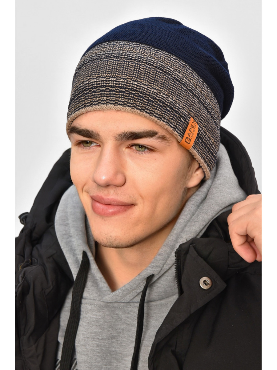 Шапка мужская на флисе бежевого цвета 3051 208085C