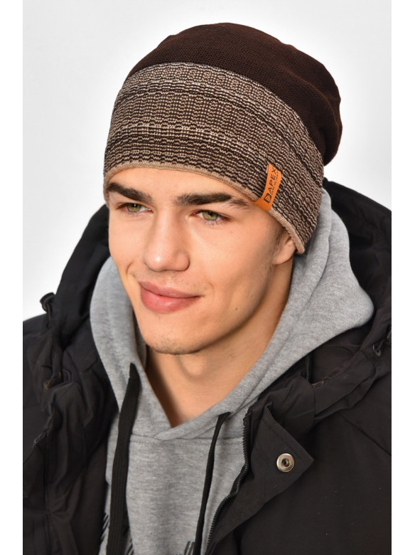 Шапка чоловіча на флісі коричневого кольору 3051 208087C