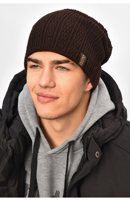 Шапка мужская на флисе коричневого цвета 3020 208090C