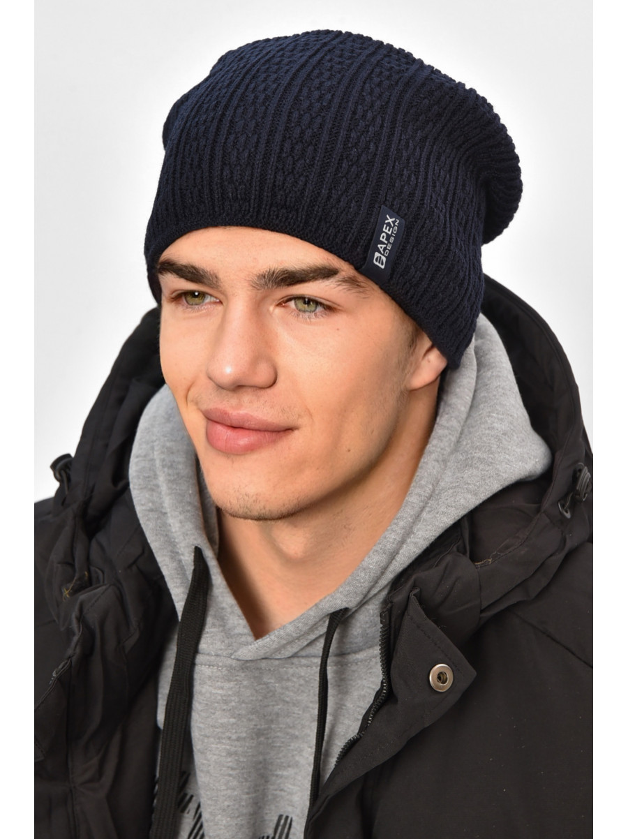 Шапка чоловіча на флісі темно-синього кольору 3020 208091C