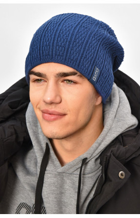 Шапка мужская на флисе синего цвета 3020 208094C