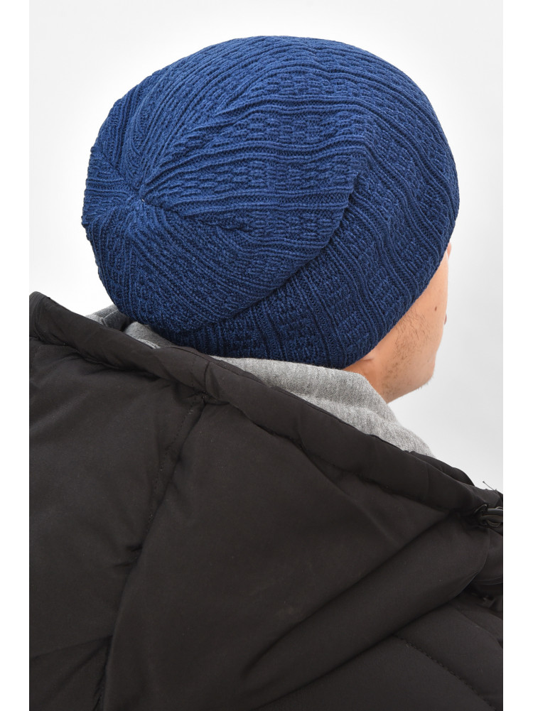 Шапка мужская на флисе синего цвета 3020 208094C