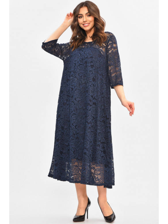 Сукня жіноча однотонна темно-синього кольору 8136 208096C
